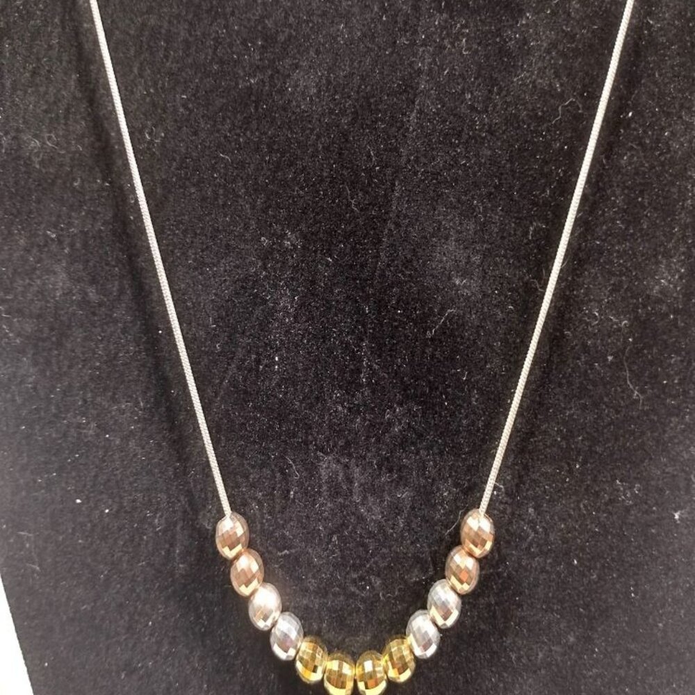 Sterling silver snake chain necklace with 12 sterling silver beads